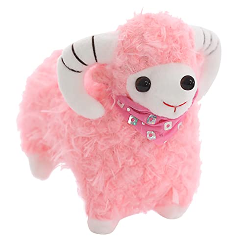 TOYANDONA Kleine Schafpuppe Pelziges Schaf Simulation Pelziges Schafpuppenspielzeug Schaf-Puppe Schafspielzeug Rosa Plüsch von TOYANDONA