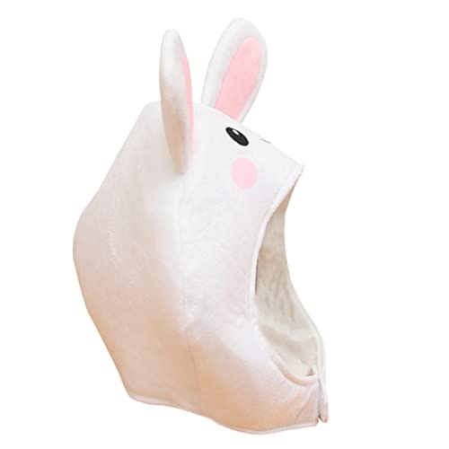 TOYANDONA Kleine Weiße Hasenkopfbedeckung Lustiger Plüsch Frauen Hut Hamster Schwarze Mütze Ausgestopft Kaninchen Tragen Frosch Kostüm Ohr Fell Cowgirl Kappe Süße Mütze Heu von TOYANDONA