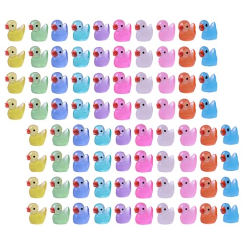 TOYANDONA Kleiner Leuchtende Miniatur Enten Figuren 100 Stück Harz Tierfiguren für Mikrolandschaft Dekoration Garten und Puppenhaus von TOYANDONA