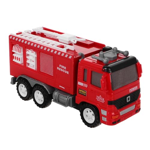 TOYANDONA Kleines Feuerwehrfahrzeug mit Realistischer Wasserversorgung Pull Back Funktion Kunststoffmodell für Jungen und Mädchen für Kreatives Bauen und Rollenspiel von TOYANDONA