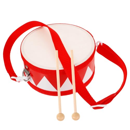 TOYANDONA Kleines Holz Snaredrum Percussion Instrument mit Verstellbarem Gurt und Trommelstöcken Tragbare Doppelseitige Kindertrommel für Kleinkinder und Musikförderung Robust und Leicht von TOYANDONA