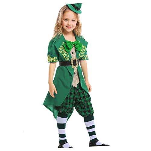 TOYANDONA Halloween-kostüm Für Kinder Mädchen Fee Grün St. Patricks Day-Outfit Ausgefallene Kleidung Hut Hose Anzug Grün Größe S 105–120 cm TOYANDONA Halloween-kostüm Für Kinder Mädchen Fee Grün St. Patricks Day-Outfit Ausgefallene Kleidung Hut Hose Anzug Grün Größe S 105–120 cm von TOYANDONA