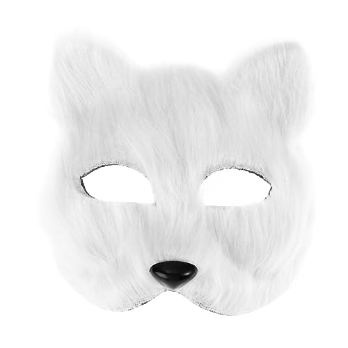 TOYANDONA Kostüm Fuchs Halbmaske Cosplay Tiermaske Für Halloween Karneval Maskenball Zubehör Weiß von TOYANDONA