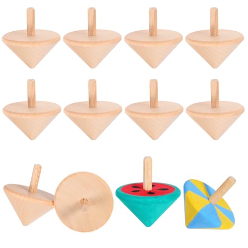 TOYANDONA Kreisel für Kinder Ab 3 Jahren, 12 Montessori-spielzeuge aus Holz, Handbemalte Kreisel zum Selbermachen, Kreiselspielzeug für Kinder, Verbessert Die Hand-Augen-koordination, Ideal für von TOYANDONA