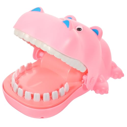 TOYANDONA Krokodil beißende Hand Zähne Zahnarzt Spiel für Kinder Party-Trick-Spiel Kinderspielzeug Spielzeuge beißendes lustiges Spielzeug Cartoon beißendes Fingerspielzeug Nilpferd Rosa von TOYANDONA