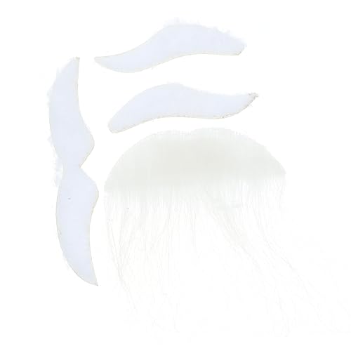 TOYANDONA Künstliche Bart und Schnurrbart Set Weiß Selbstklebend Leicht Tragbar für Halloween Kostüm Cosplay Party Karneval Mit Augenbrauen für Erwachsene und Jugendliche von TOYANDONA