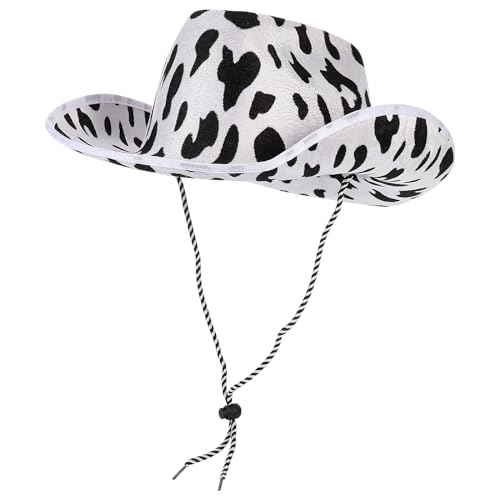 TOYANDONA Kuhmuster Hut Hut Mann Frau Kuhmuster Cowboyhut Kopfschmuck Cosplay Kostüm Verkleidung für Karneval Fasching Halloween Mottoparty Zubehör von TOYANDONA