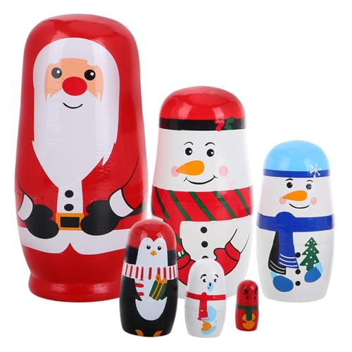 TOYANDONA Lagige Holz Russische Nesting Dolls Weihnachtsdeko Handbemalte Russische Puppen Weihnachtsfeier Geschenkidee für Erwachsene TOYANDONA Lagige Holz Russische Nesting Dolls Weihnachtsdeko Handbemalte Russische Puppen Weihnachtsfeier Geschenkidee für Erwachsene von TOYANDONA