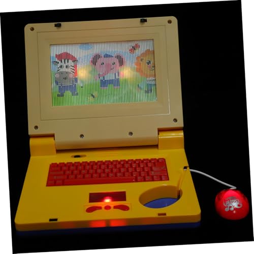 TOYANDONA Laptop mit LED Musik und Lichteffekten Pädagogischer Lerncomputer für Vorschulkinder Interaktives Frühes Lernspielzeug TIPP und Gedächtnisfähigkeiten Gelb von TOYANDONA