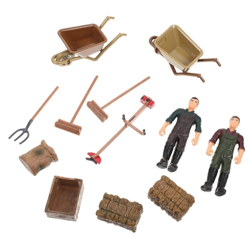 TOYANDONA Lebensechte Bauernhof Spielzeugset mit Landwirtschaftlichen Miniaturwerkzeugen und Figuren Realistisches Farm Modell für Dekoration für Sandtisch und Spielzimmer von TOYANDONA