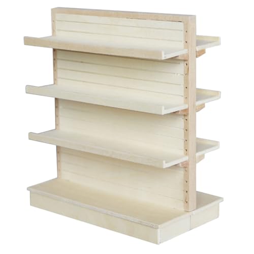 Lebensmittelgeschäft Spielset Marktständer Holz Spielzeug Holz Spielgeschäft für Kinder Mini Holzregal Simulation Supermarkt Puppenmöbel Spielzeug Spielhaus Ornament (1:12) von TOYANDONA