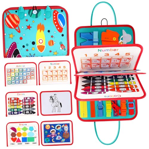 TOYANDONA Lernspielzeug Busy Board für Kleinkinder Motorikfördernd Tragbar Farb Formerkennend für Vorschule und Reisen Pädagogisches Activity Board von TOYANDONA