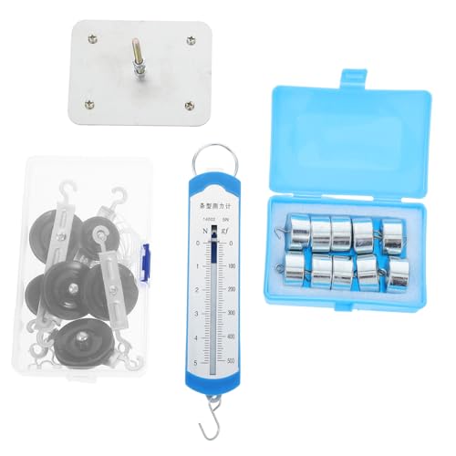 TOYANDONA Magnetischer Schul Pulley Block mit Metallbasis Kraftmesser Hakengewichte Praktische Aufbewahrungsbox für Physikunterricht und Mechanische Experimente von TOYANDONA