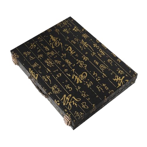 TOYANDONA Mahjong Organizer Holzbox Elegante Mahjong Aufbewahrung mit Tragegriff für Spielsteine Stilvolles Design Große Kapazität für Reisen und Spieleabende von TOYANDONA