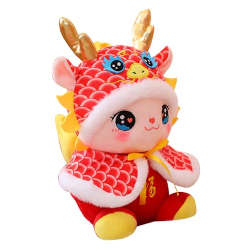 TOYANDONA Maskottchen-Drachenpuppe entzückende Drachenpuppe Neujahrsmaskottchen kleine Drachenpuppe Plüschdrache Plüsch chinesischer Drache Entzückende Plüsch-Drachenpuppe PP Baumwolle rot von TOYANDONA