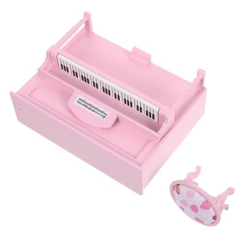 TOYANDONA Maßstab Elegantes Mini Upright Klavier mit Hocker Musikinstrument Dekoration für Puppenhaus Zubehör von TOYANDONA