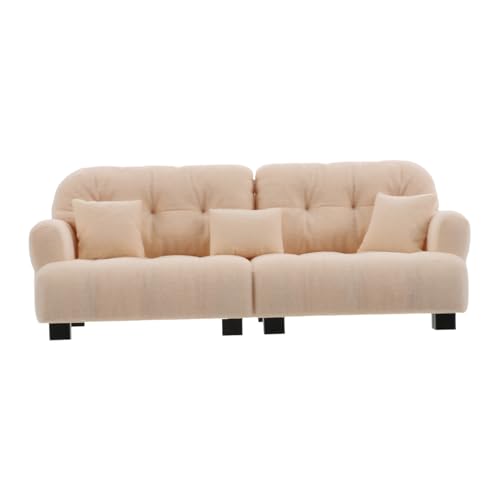 TOYANDONA Maßstab Plüsch Mini Sofa für Puppenhaus mit Polstern Weiche Kleine Couch Strapazierfähige Miniaturmöbel für Puppenhaus Wohnzimmer Zubehör von TOYANDONA
