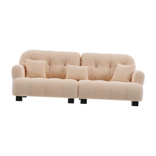 TOYANDONA Maßstab Plüsch Möbel Realistisches Cremefarbenes Mini Sofa für Puppenhaus Wohnzimmer Dekor Robustes Miniatur Möbelstück für Kreatives Rollenspiel und Sammlung von TOYANDONA