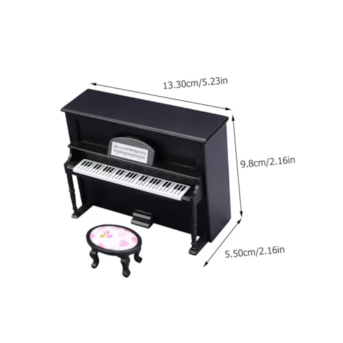 TOYANDONA Maßstab Puppenhausmöbel Handgefertigt Stilvolles Schwarzes Mini Piano für Puppenhausdekoration Verarbeitung Langlebiges Miniatur Accessoire von TOYANDONA