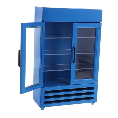 TOYANDONA Maßstab Realistisch Gestalteter Kompakter Mini-külschrank mit Doppel-türen für Puppenhaus-küchenzubehör und Sammelobjekte Blaues Modell von TOYANDONA