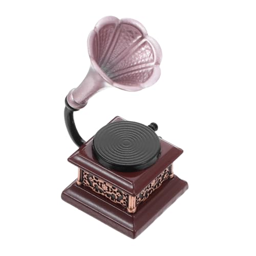 TOYANDONA Maßstab Retro Plattenspieler Modell für Puppenhaus Dekoration Vintage Miniatur Plattenspieler von TOYANDONA