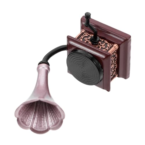 TOYANDONA Maßstab Retro Vintage Phonograph Spieluhr Miniatur Plattenspieler Puppenhaus Dekoration Zubehör für Sammler und Bastler von TOYANDONA