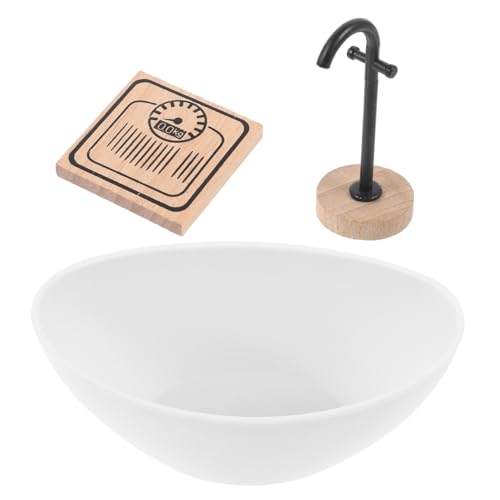 TOYANDONA Maßstab Teiliges Badezimmer mit Badewanne Stand Wasserhahn und Miniatur Realistisches Holzspielzeug für Kreative Kinderzimmer Gestaltung von TOYANDONA