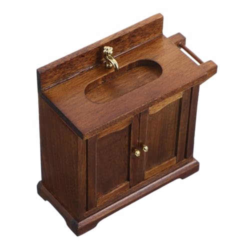 TOYANDONA Maßstab Waschbecken Schrank mit Becken Holzdesign für Kreative Rollenspiele und Stilvolle Dekoration TOYANDONA Maßstab Waschbecken Schrank mit Becken Holzdesign für Kreative Rollenspiele und Stilvolle Dekoration von TOYANDONA