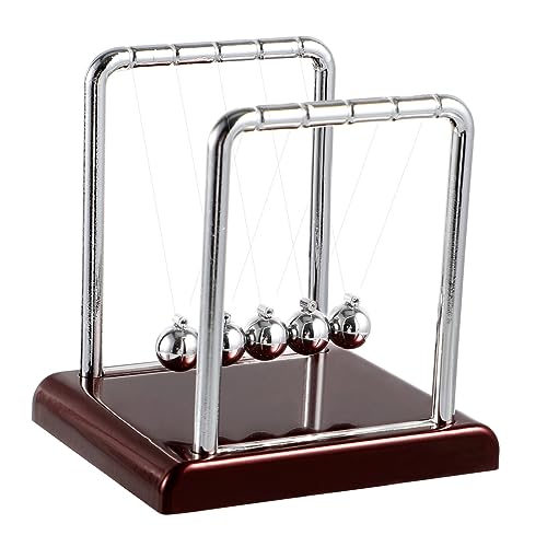 TOYANDONA Metallisches Newton Pendel Ballspiel Mit Quadratischer Stoßkugel Dekoratives Tischspielzeug Für Büro Und Zuhause Kleine Größe Rote Basis Ohne Batterie von TOYANDONA