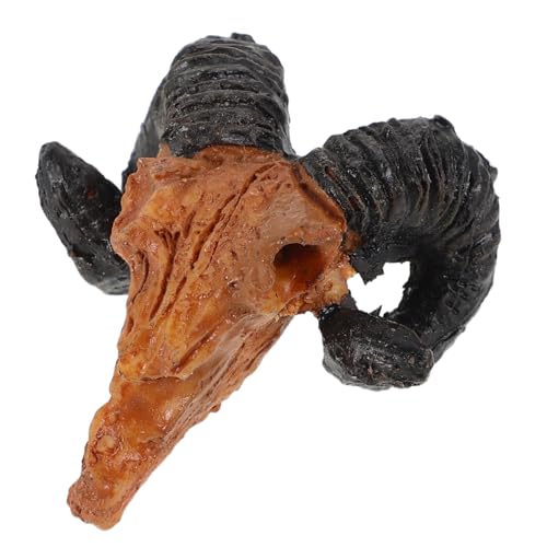 TOYANDONA Mikrolandschaft Ziegenschädel Mini Schaffiguren Mikrolandschaftshaus Miniatur Ziegenstatue Mini Halloween Totenköpfe Ziegendekor Tierkopfskulpturen Tierwandskulptur Harz von TOYANDONA