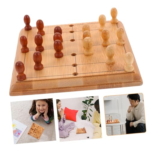 TOYANDONA Mini Bambus Schachspiel Tragbares Lernspielzeug für Erwachsene Robustes Schachbrett mit Glatter Oberfläche Fördert Intelligenz Denkvermögen und Kreativität für Reisen und Partys von TOYANDONA