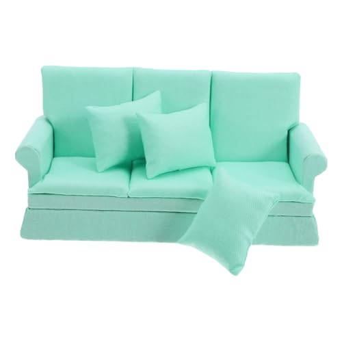 TOYANDONA Mini Doll House Sofa Miniatursofa für Puppenhaus mini stoffsofa Miniatur -Heimsofa Puppenhaus -Miniatursofa modernes Sofa Wohnzimmer möbel Holz Himmelblau von TOYANDONA