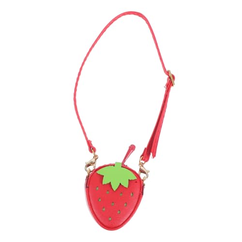 TOYANDONA Mini Erdbeer Umhängetasche für Puppen Verstellbare Handtasche für Puppen Langlebiges PU Material Accessoire für Puppenoutfits und Spielzeugzubehör von TOYANDONA