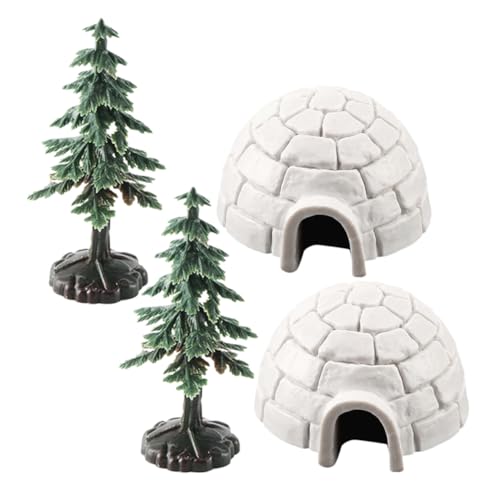 TOYANDONA Mini Figuren Teilig aus Langlebigem Kunststoff Detailgetreue Schneehäuser und Weihnachtsbäume Kompakte Tischdeko für Festliche und Kleine Räume von TOYANDONA