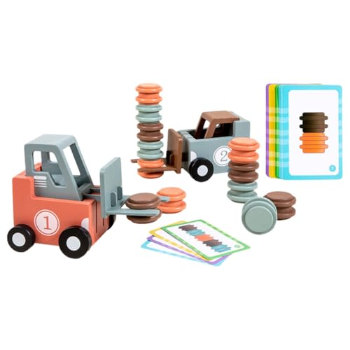 TOYANDONA Mini-Gabelstaplerspiel Aus Holz Für Kinder Baufahrzeugspielzeug Zum Trainieren Der Logik Zuordnen Und Stapeln Geschicklichkeitsspielzeug Für Jungen Und Mädchen Eltern-Kind-Spaß von TOYANDONA