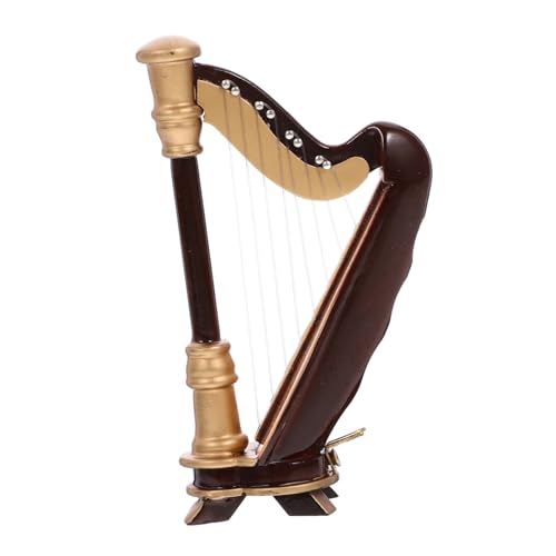 TOYANDONA Mini-Harfe kollegen Familiar Harfenfigur Harfenform Miniatures Musikinstrument klein Handmodell Flöteninstrument Leier Harfenmodell aus Holz Harfe mit Koffer Kleber von TOYANDONA