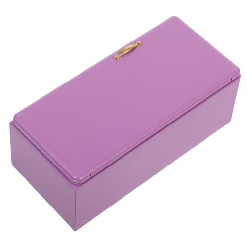 TOYANDONA Mini-Kühlschrank-Modell Holz Miniaturkühlschrank vorgeben, Puppenhaus zu Esszimmerpuppenhauszubehör kühlschrank puppenhaus Wohnzimmer möbel Violett von TOYANDONA