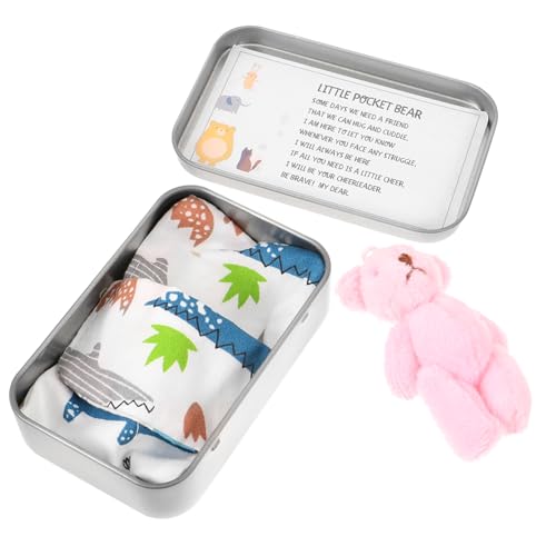 TOYANDONA Mini Kuschelbär Blechdose üschbär Als Für ädchen Und Dekorativer Cartoon Bär Im Blauen Stoffbeutel Ideales Mitbringsel Für Hochzeiten Und Feste von TOYANDONA