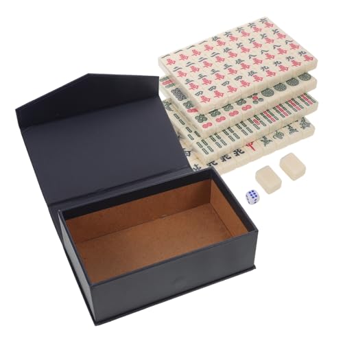 TOYANDONA Mini Mahjong Set mit Solid Gravierten Spielsteinen Tragbares Kompaktes Mahjong Set für Reisen Outdoor Wohnheim und Gesellige Runden Platzsparend und Langlebig von TOYANDONA