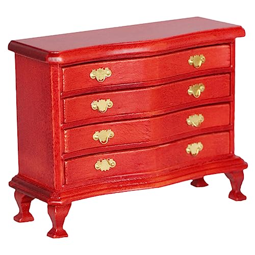 TOYANDONA Mini-Möbelmodell für kinderspielzeug kinderspielsachen bastelst Mini-Spielzeugmöbel Miniatur-Hausschrank Miniaturmöbel Miniatur-Hausmöbel Miniaturschrank Holz rot von TOYANDONA
