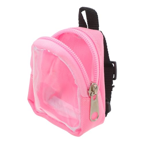TOYANDONA Mini Puppenrucksack mit Verstellbaren Trägern Transparentes Niedliches Schulranzen Design für Puppen Rosa Klarer Rucksack für Puppenmode und Zubehör von TOYANDONA