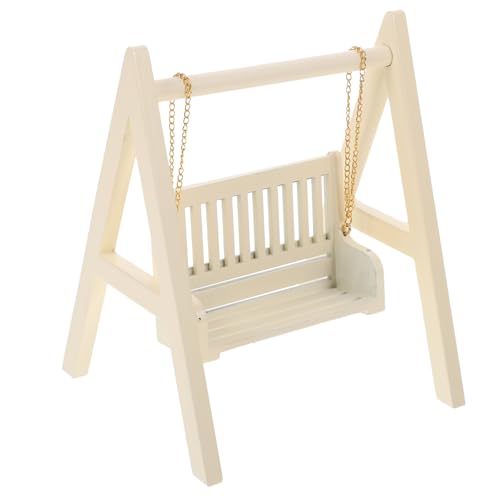 TOYANDONA Mini Schaukel Miniaturschaukel Dekoratives Schaukelmodell Puppe Schaukelt Puppe Mini- Miniaturmodell Fotografie-Requisiten Puppenhaus Miniatur Beige Hölzern von TOYANDONA