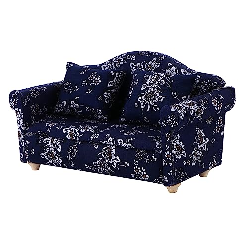 TOYANDONA Puppenhaus-Sofa-Set Mit Blumenmuster 2 Mini-Sofas Spielzeugkissen Für Das Spielzimmer Von Jungen Und Mädchen von TOYANDONA