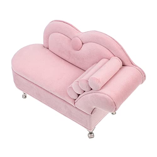 TOYANDONA Mini-Sofa Puppenstubenmöbel Puppenhaus Miniatur Puppencouch Wohnkultur Puppe Dollhouse Schlafzimmermöbel Mini Möbelmodelle Mini- -Sofa zum Selbermachen Puppenmöbel Flanell Rosa von TOYANDONA