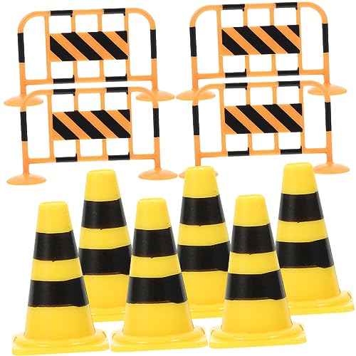TOYANDONA Mini Verkehrscones und Zäune Teilig Buntes Lernspielzeug für Leichte Verkehrsspielzeuge Verkehrsbildung für Rollenspiele und Kreative Straßenszenen von TOYANDONA
