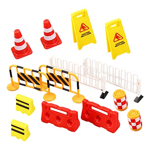 TOYANDONA Mini Verkehrsschilder Set Für – 14 Stück Straßenverkehrszeichen - Verkehrskegel Und Straßensperren – Lernspielzeug Für Kreatives Und Verkehrserziehung von TOYANDONA