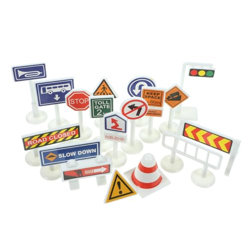 TOYANDONA Mini Verkehrszeichen Teiliges Lernspielzeug für Sicherheitsbewusstsein Fördern Stabile Simulation von Straßenszenen Robustes Kunststoffmaterial für Zuhause und Kindergarten von TOYANDONA