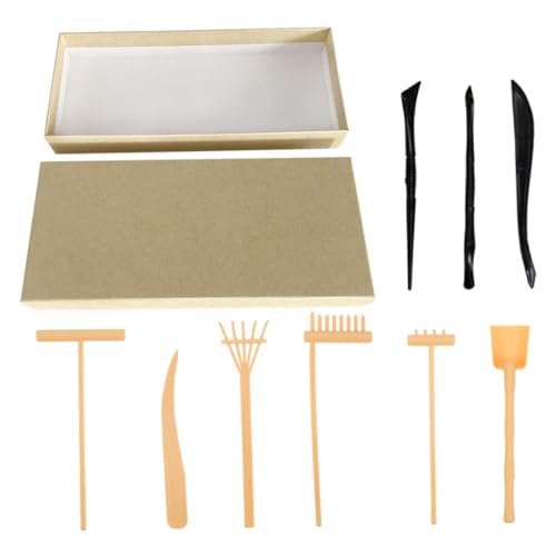 TOYANDONA Mini Zen Garten Rechen Set Teiliges Sandtisch Zubehör für Meditationsgarten Kleine Langlebige Kunststoffrake mit Kompaktem Design zur Sandgestaltung und Entspannung von TOYANDONA