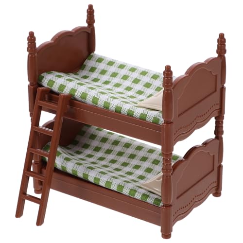 TOYANDONA Mini -bettspielzeug Spielzeugbett Etagenbett Für Puppen Mini-puppenhausmöbel Winzig Mini-Bett- Koje Mini House Etagenbett Miniatur-puppenstubenbett Grün Plastik von TOYANDONA
