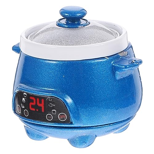 TOYANDONA Mini-hauskochgeschirr Mini-möbelzubehör Puppenhaus-reiskocher Simulation Reiskocher Mini-hausreiskocher Küchendekor Kleines Elektroherd Küchenzubehör Blue Legierung von TOYANDONA